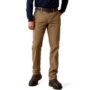 ARIAT REBAR M4 Men’s Sz 44x34 Khaki STRAIGHT LEG Canvas Utility Pocket